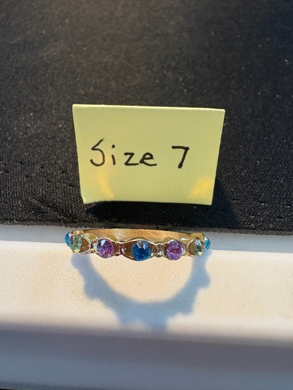 Gold Multi-Stone Stackable Ring - Size 7